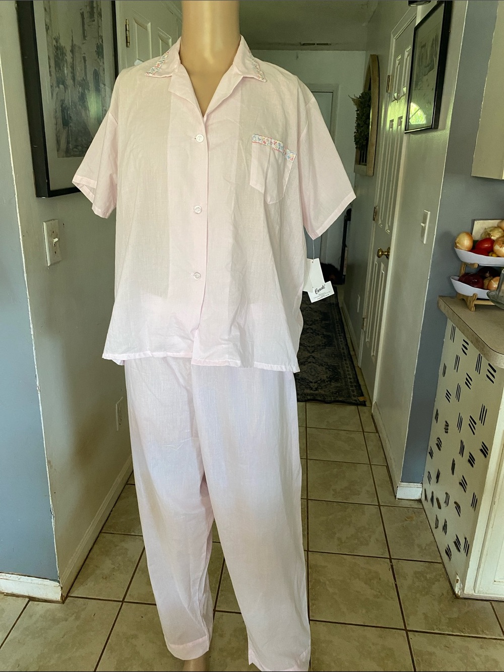 Carolee Light Pink Vintage Short-Sleeve Button Pajama Set